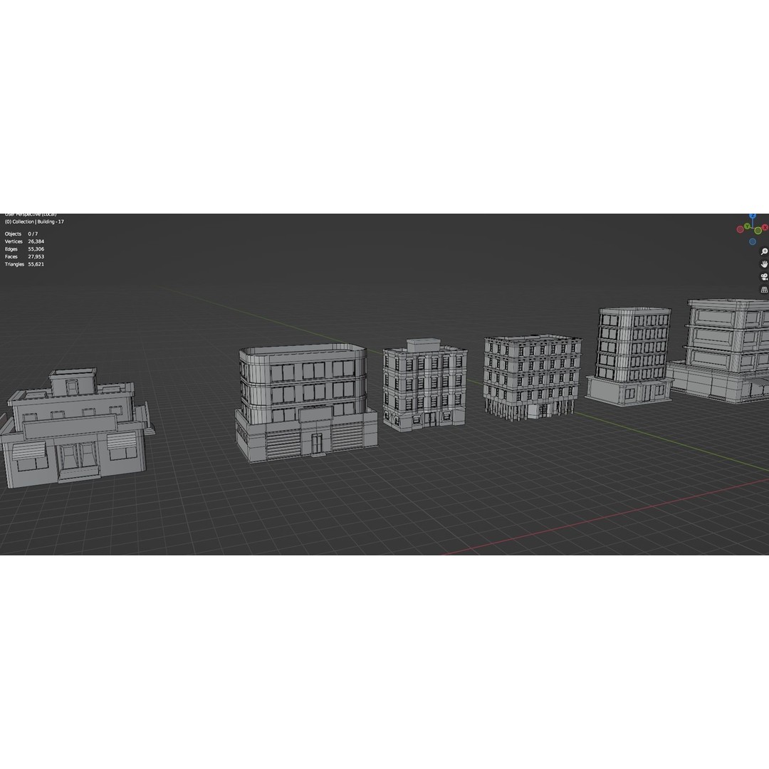 Low Poly City Buildings 3D Model – Game Ready Urban Asset Pack, FBX & OBJ - View 68
