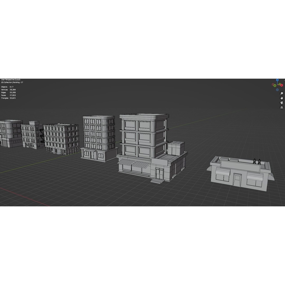 Low Poly City Buildings 3D Model – Game Ready Urban Asset Pack, FBX & OBJ - View 69