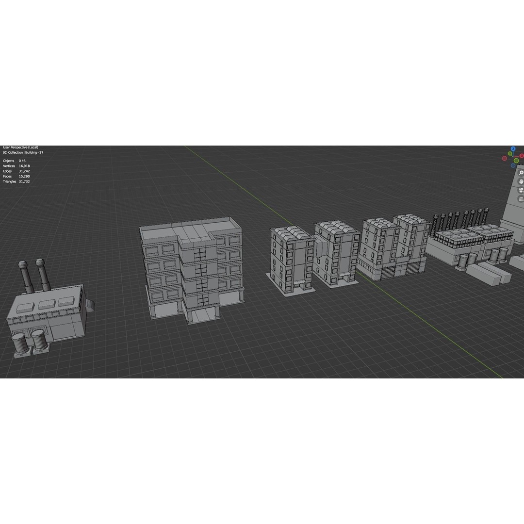 Low Poly City Buildings 3D Model – Game Ready Urban Asset Pack, FBX & OBJ - View 70