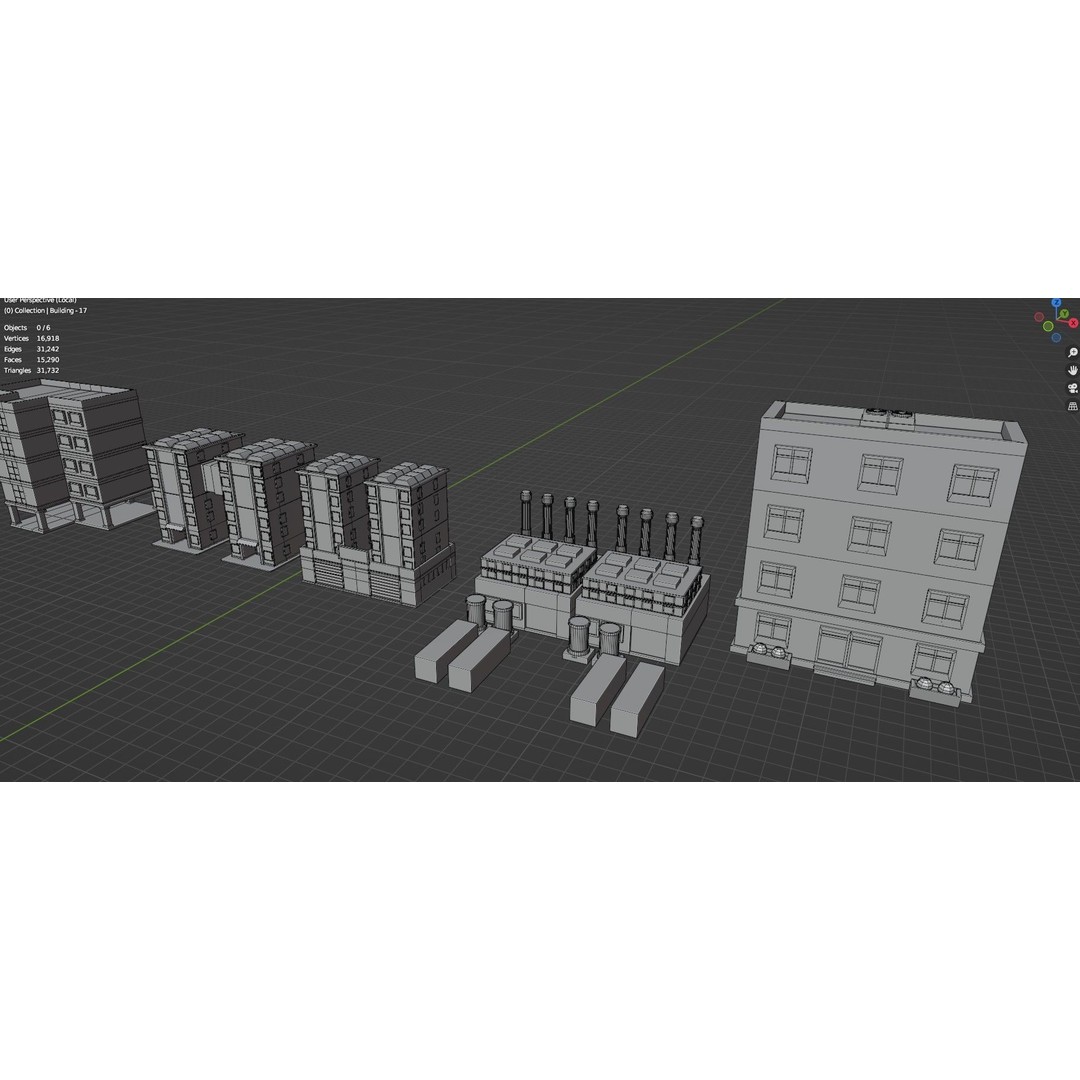 Low Poly City Buildings 3D Model – Game Ready Urban Asset Pack, FBX & OBJ - View 71
