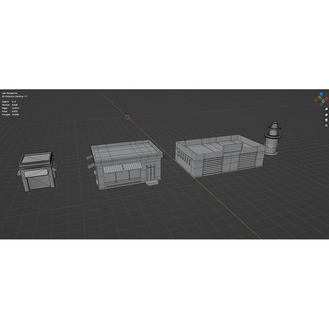 Low Poly City Buildings 3D Model – Game Ready Urban Asset Pack, FBX & OBJ - View 72