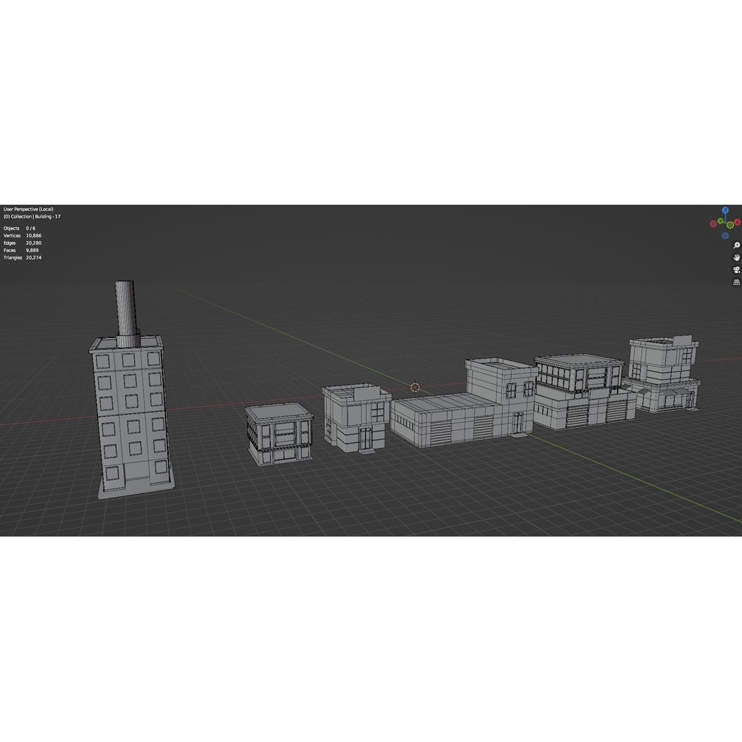 Low Poly City Buildings 3D Model – Game Ready Urban Asset Pack, FBX & OBJ - View 73