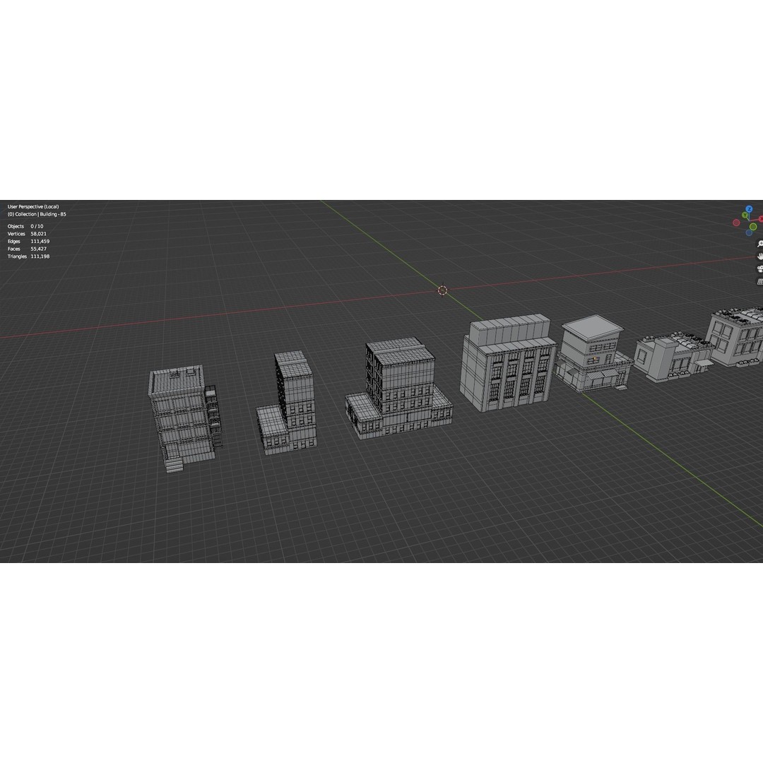 Low Poly City Buildings 3D Model – Game Ready Urban Asset Pack, FBX & OBJ - View 74
