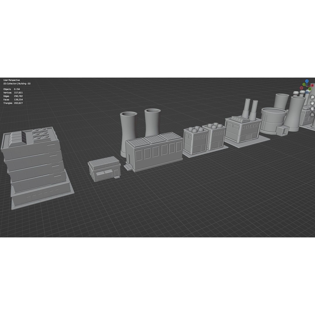 Low Poly City Buildings 3D Model – Game Ready Urban Asset Pack, FBX & OBJ - View 75