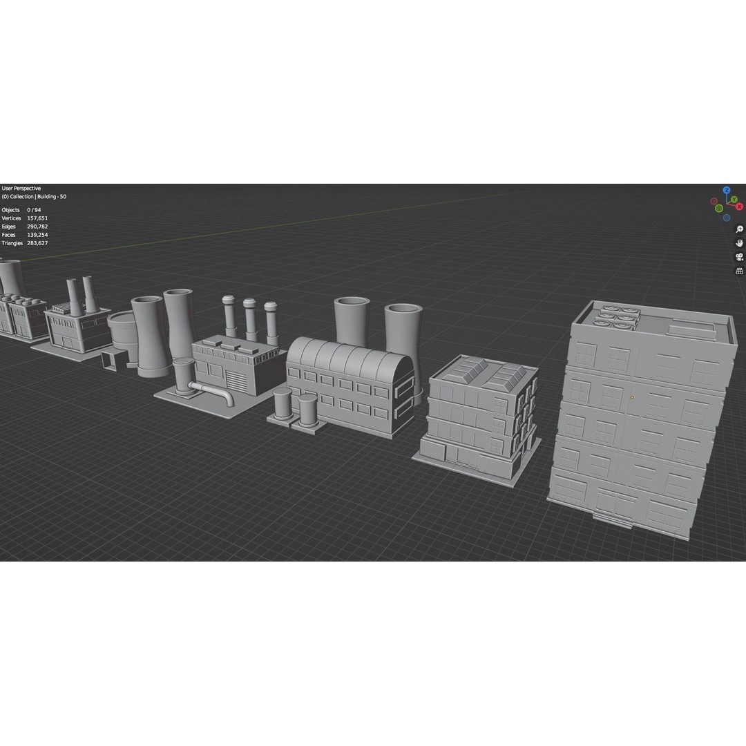 Low Poly City Buildings 3D Model – Game Ready Urban Asset Pack, FBX & OBJ - View 76