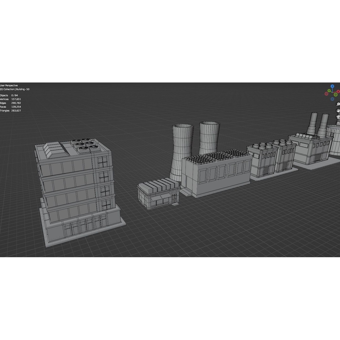 Low Poly City Buildings 3D Model – Game Ready Urban Asset Pack, FBX & OBJ - View 77