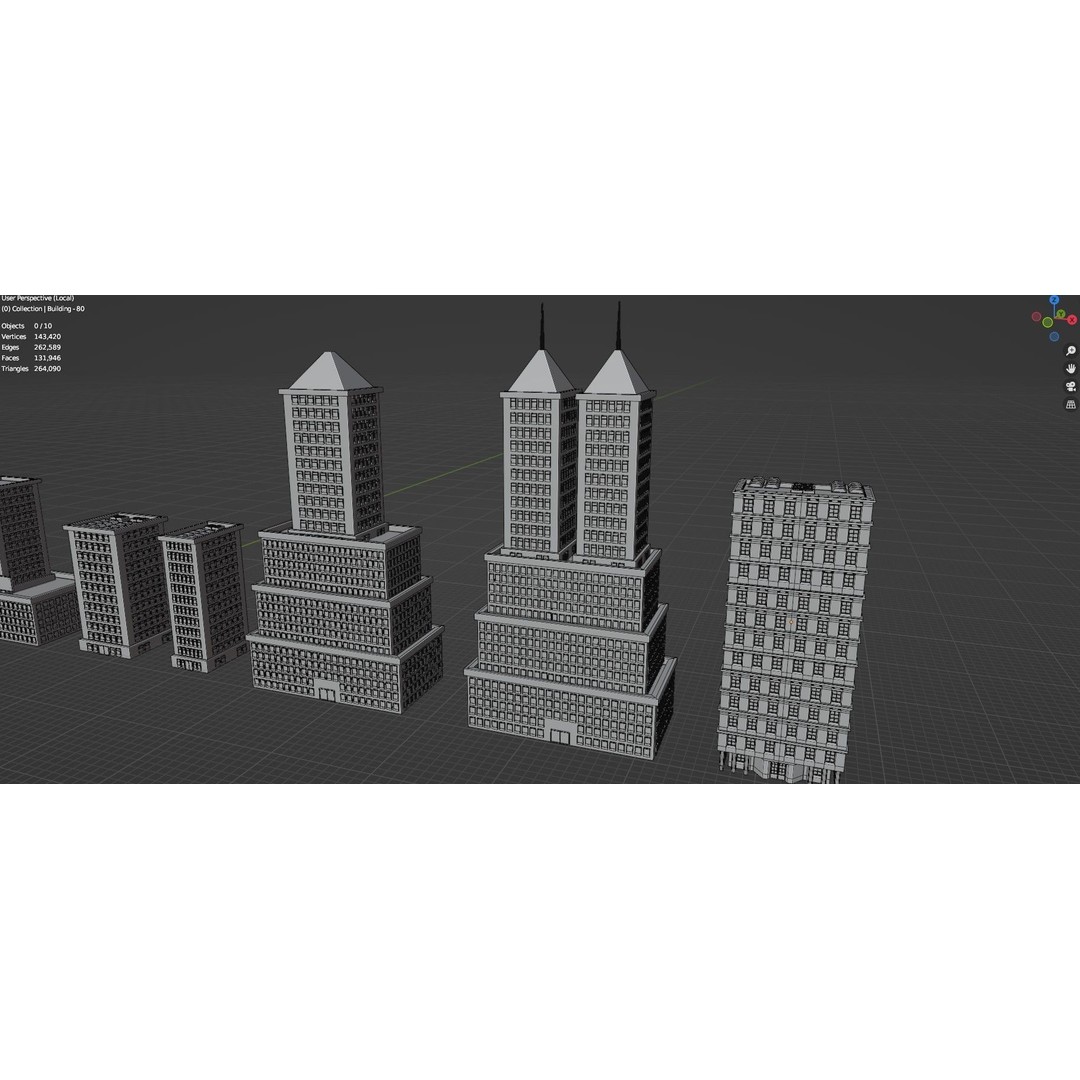 Low Poly City Buildings 3D Model – Game Ready Urban Asset Pack, FBX & OBJ - View 79