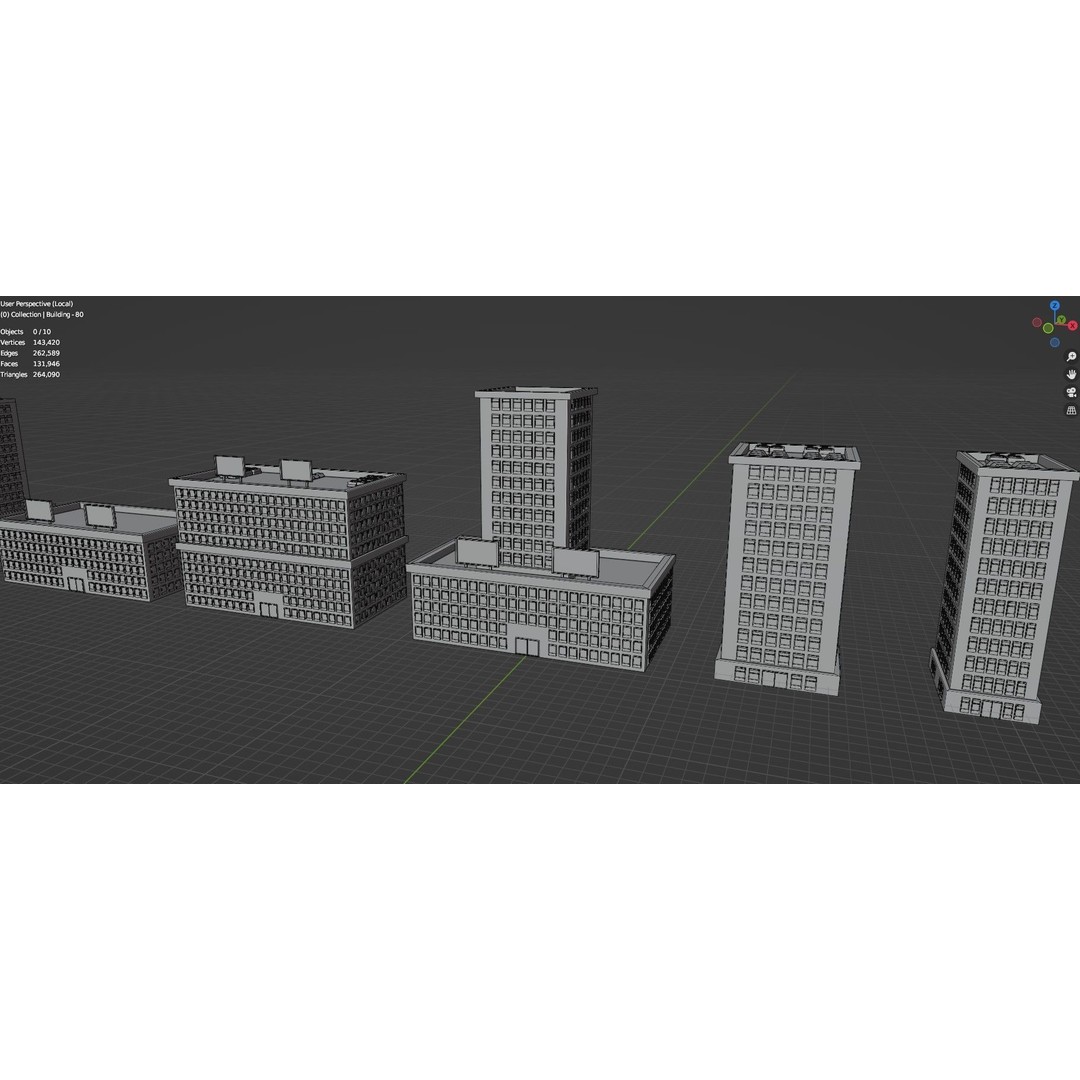 Low Poly City Buildings 3D Model – Game Ready Urban Asset Pack, FBX & OBJ - View 81