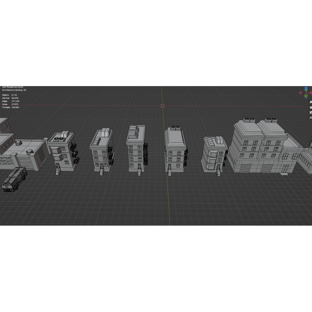 Low Poly City Buildings 3D Model – Game Ready Urban Asset Pack, FBX & OBJ - View 83