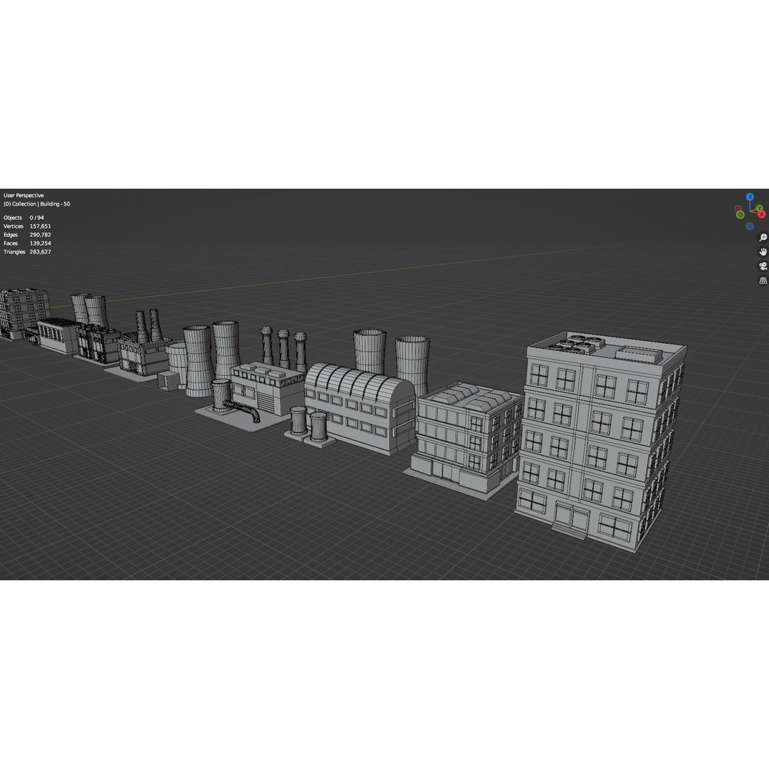 Low Poly City Buildings 3D Model – Game Ready Urban Asset Pack, FBX & OBJ - View 86