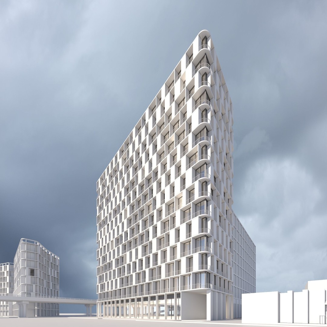 Modern Apartments Building 3D Model – Contemporary Design, FBX, OBJ - View 3