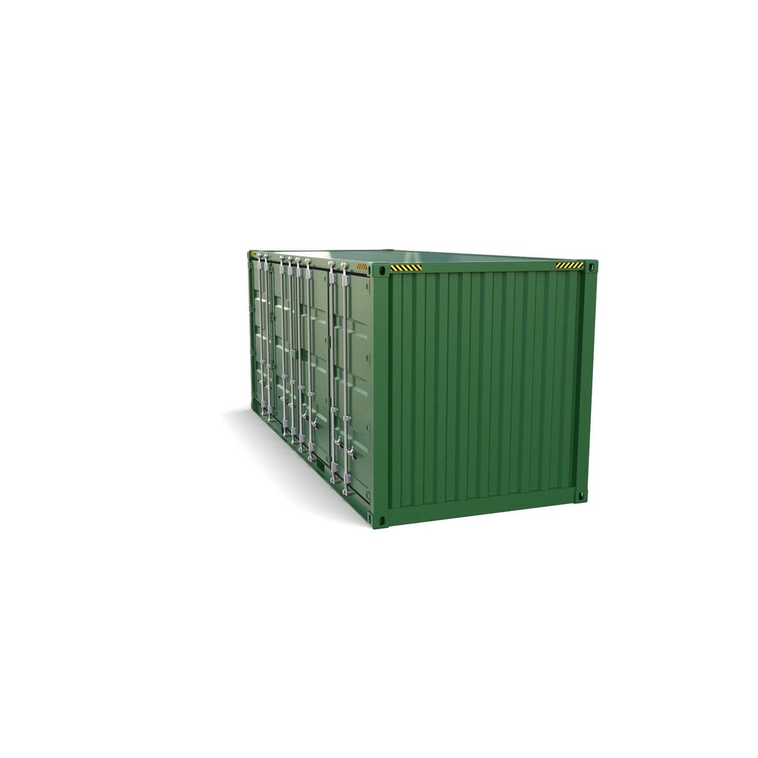 20ft Shipping Container 3D Model – Side Open, PBR Textures, FBX - View 11