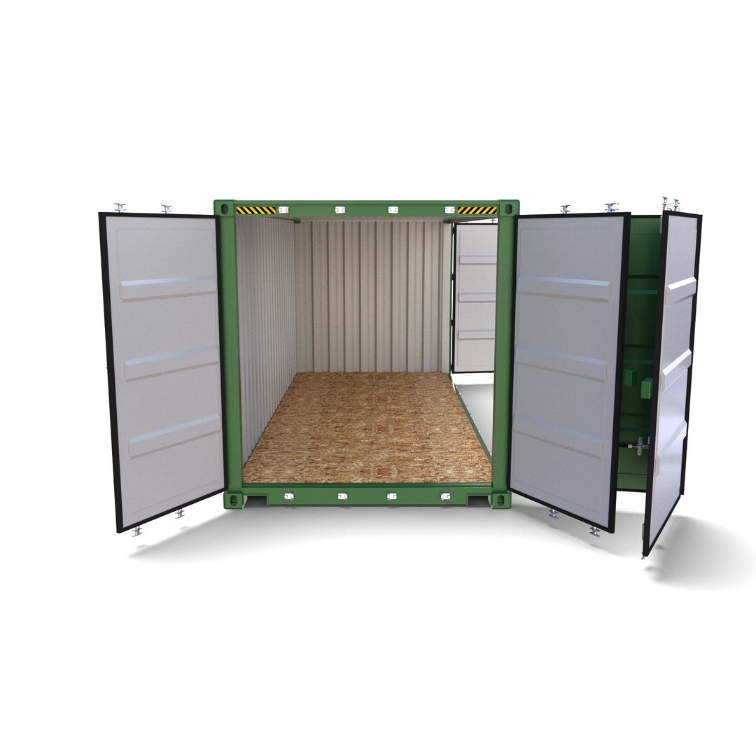20ft Shipping Container 3D Model – Side Open, PBR Textures, FBX - View 12