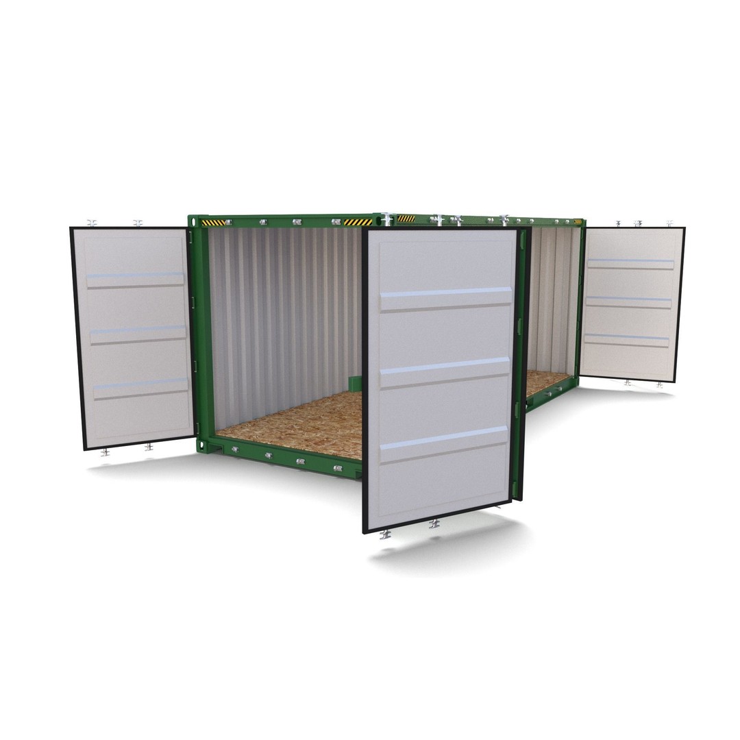 20ft Shipping Container 3D Model – Side Open, PBR Textures, FBX - View 17