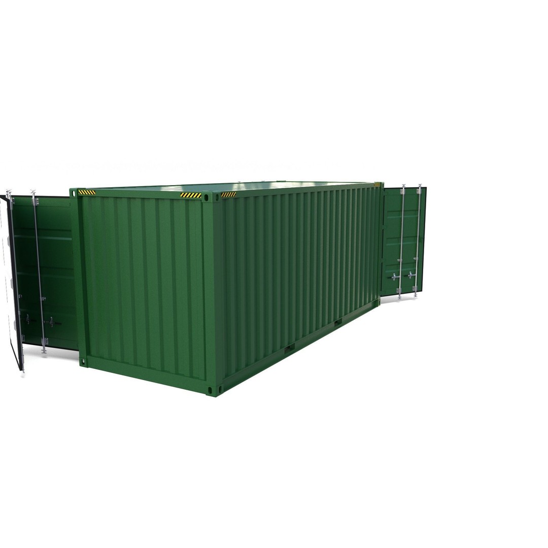20ft Shipping Container 3D Model – Side Open, PBR Textures, FBX - View 6