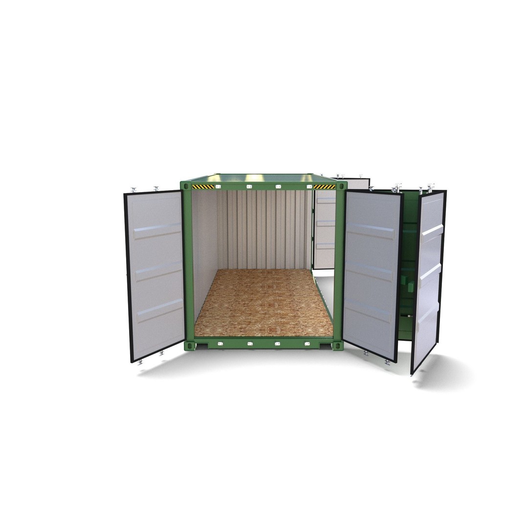 20ft Shipping Container 3D Model – Side Open, PBR Textures, FBX - View 7