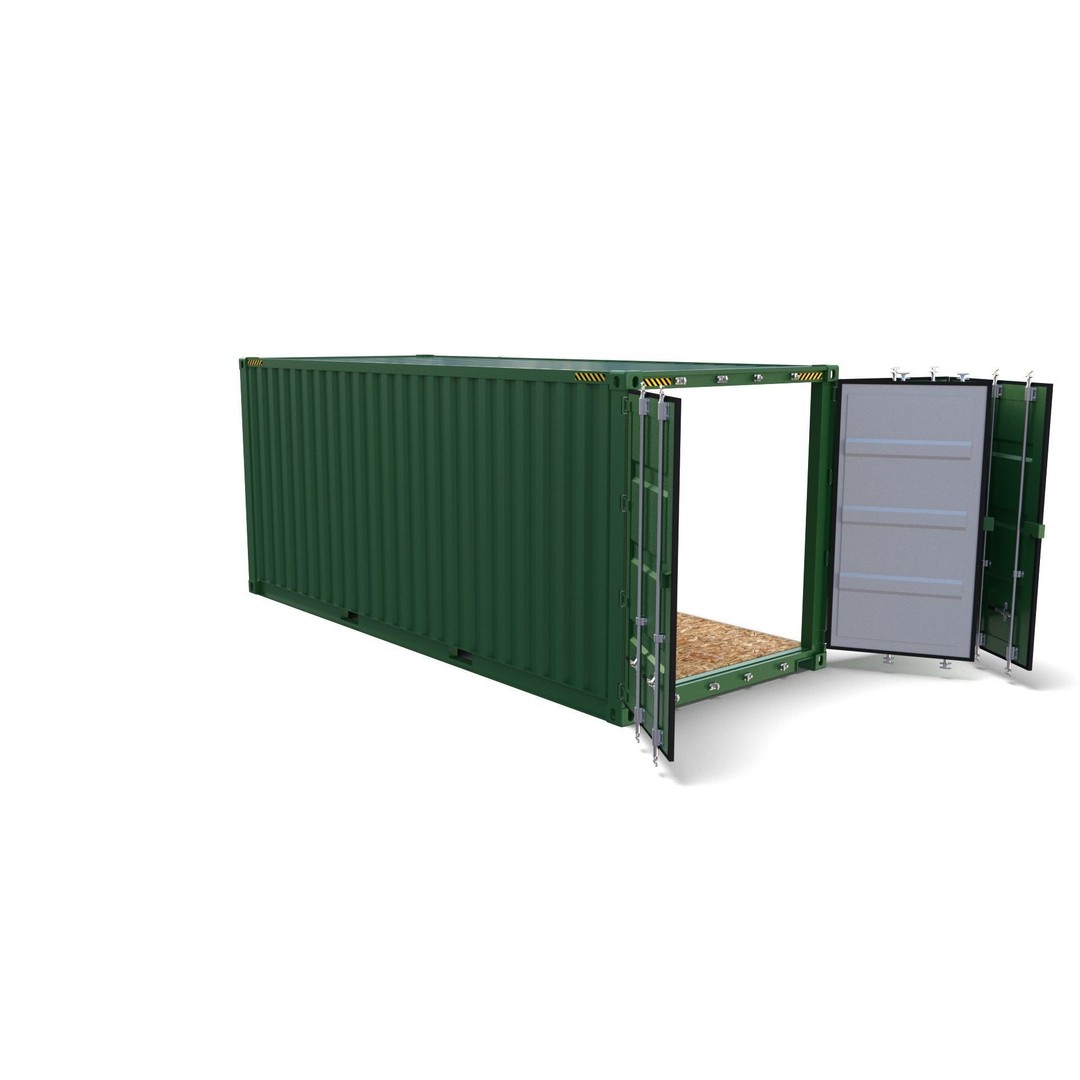 20ft Shipping Container 3D Model – Side Open, PBR Textures, FBX - View 9