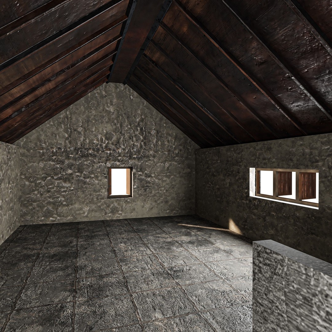 Old Vintage House 3D Model – Low Poly PBR Asset for Games - View 12