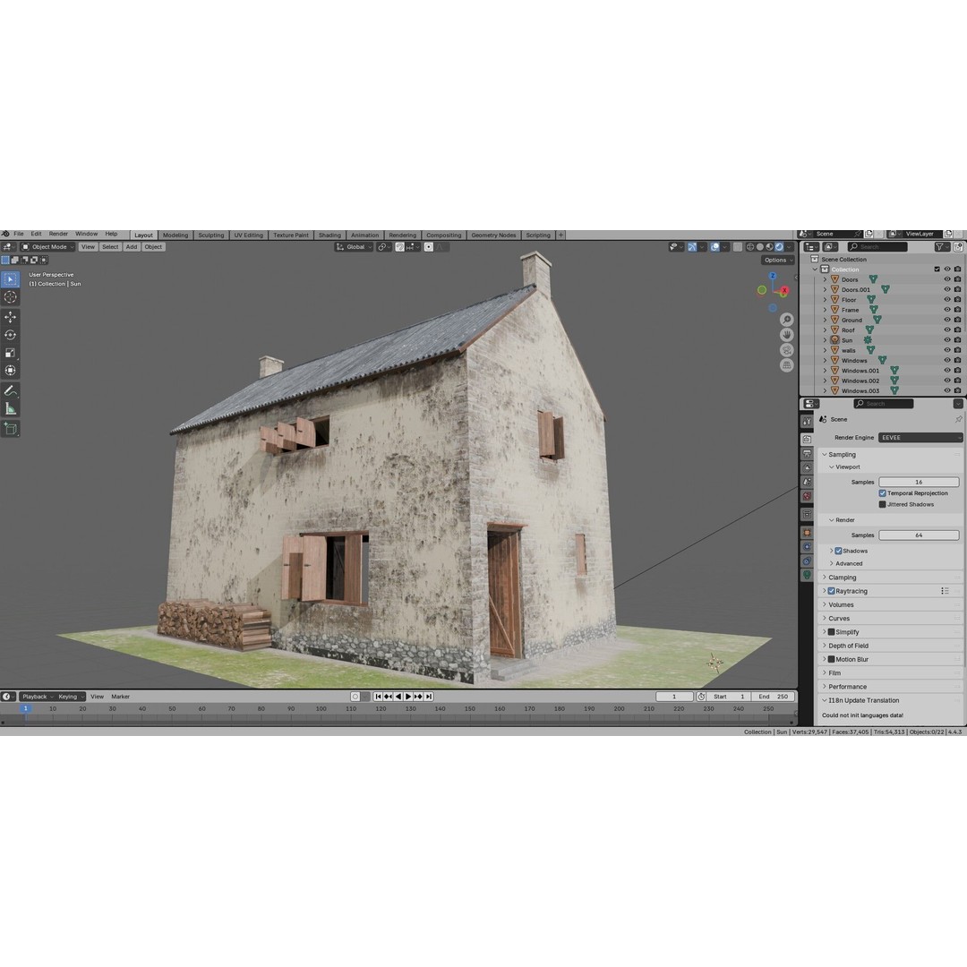 Old Vintage House 3D Model – Low Poly PBR Asset for Games - View 13
