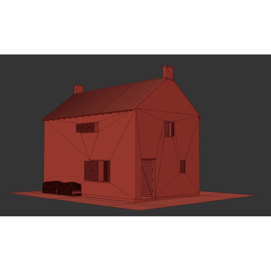 Old Vintage House 3D Model – Low Poly PBR Asset for Games - View 15