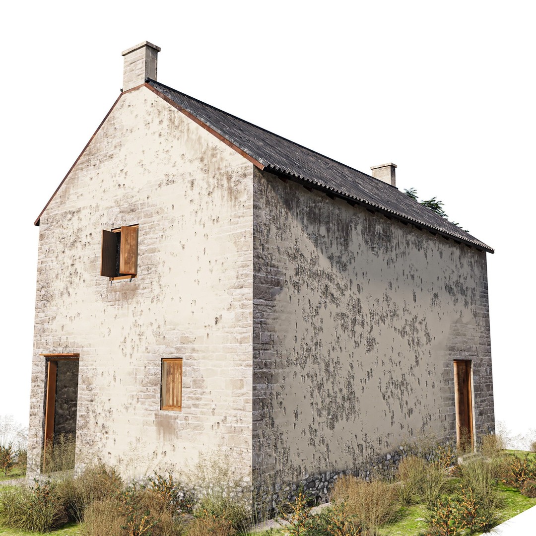 Old Vintage House 3D Model – Low Poly PBR Asset for Games - View 3
