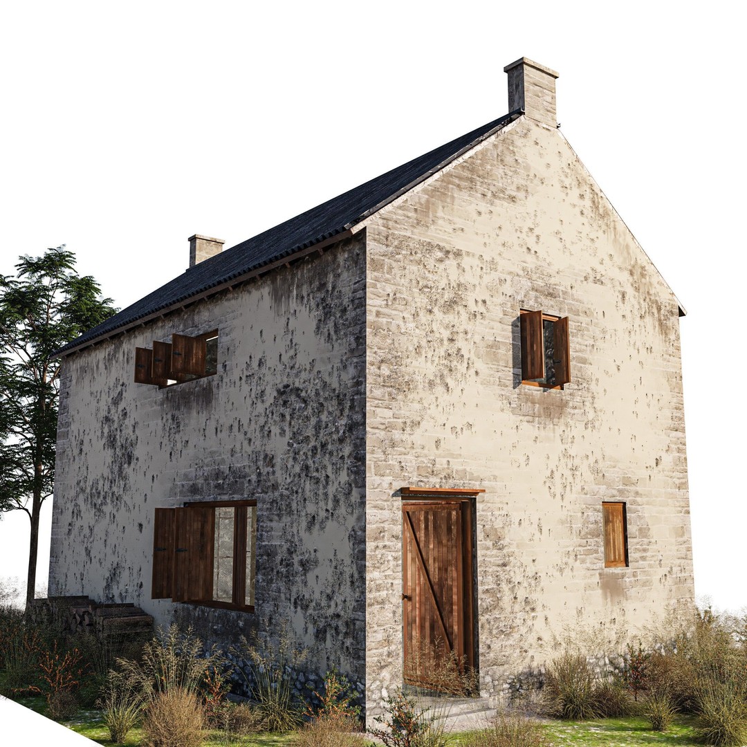 Old Vintage House 3D Model – Low Poly PBR Asset for Games - View 4