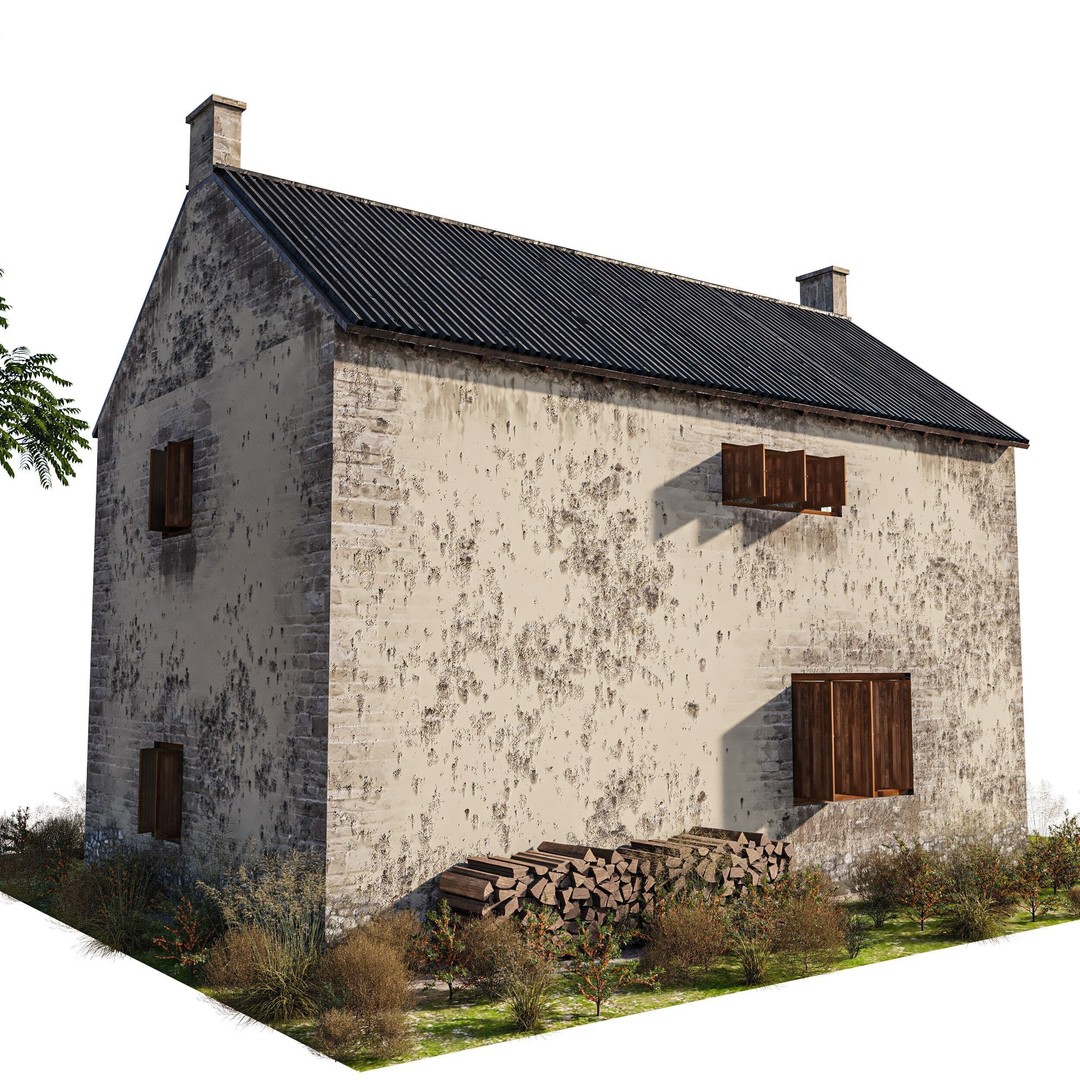 Old Vintage House 3D Model – Low Poly PBR Asset for Games - View 5