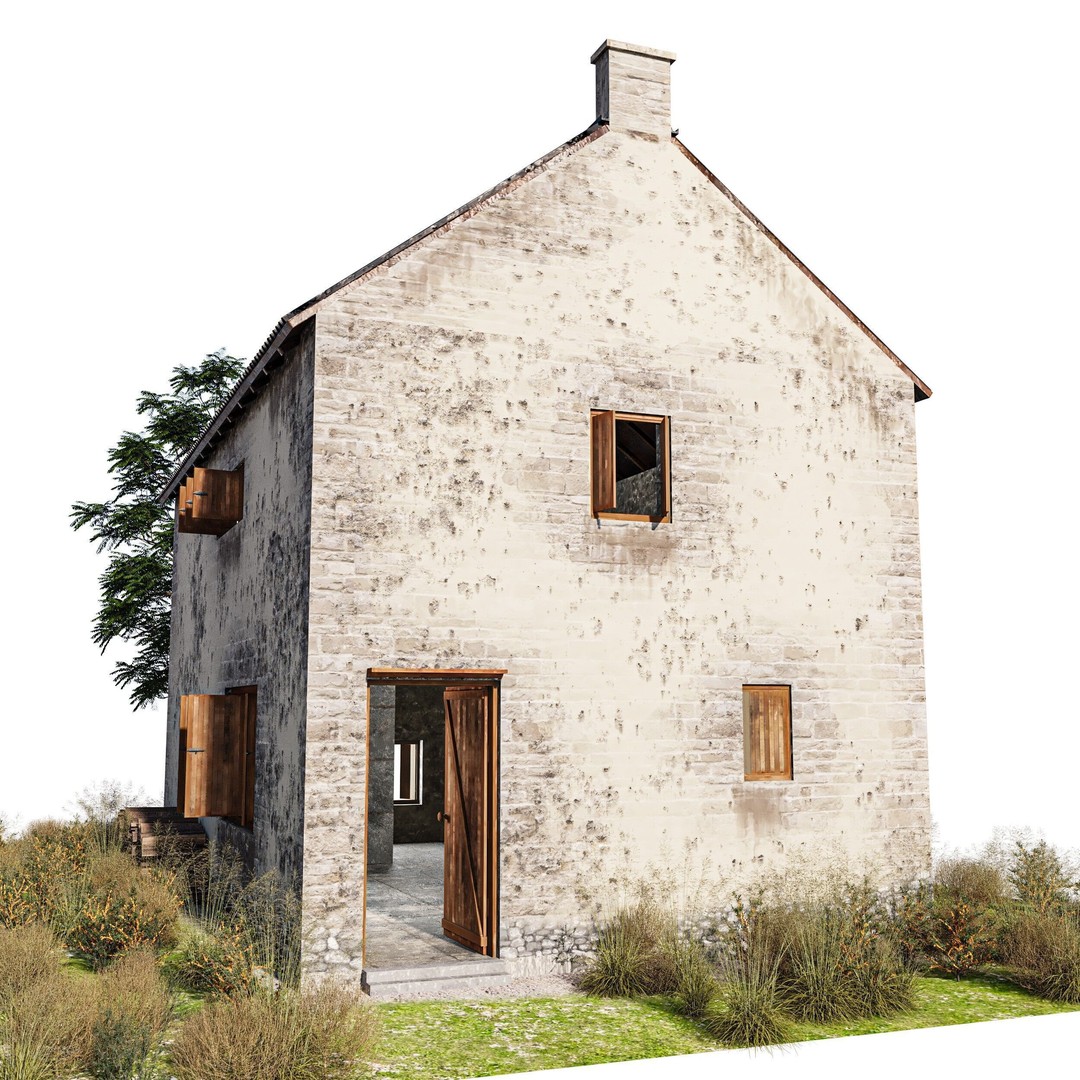 Old Vintage House 3D Model – Low Poly PBR Asset for Games - View 6