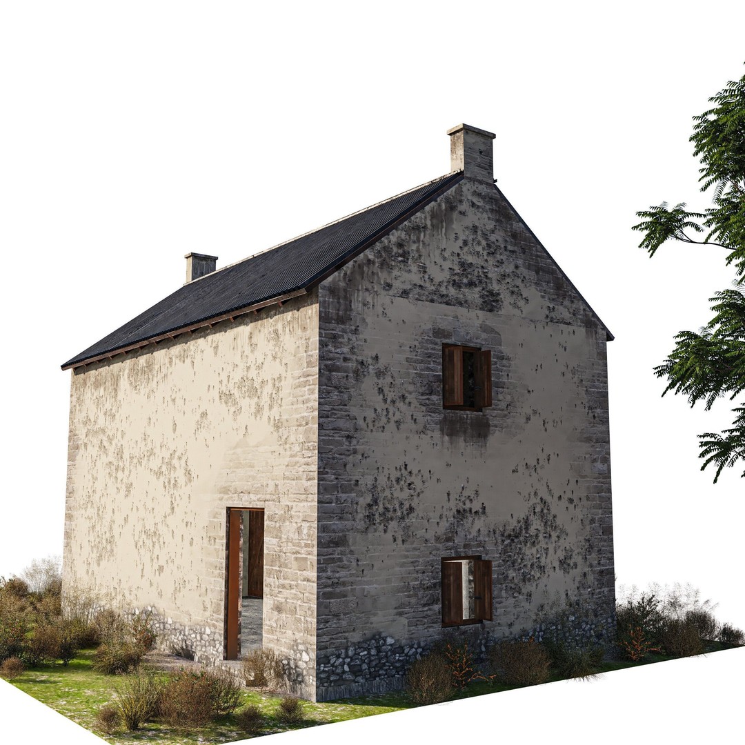 Old Vintage House 3D Model – Low Poly PBR Asset for Games - View 9