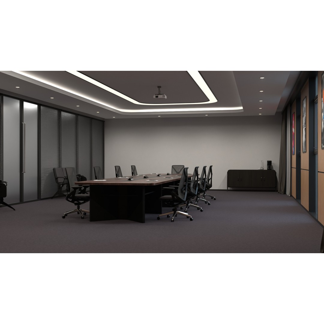 Bright Conference Room 3D Model – Modern Interior Design, FBX - View 5