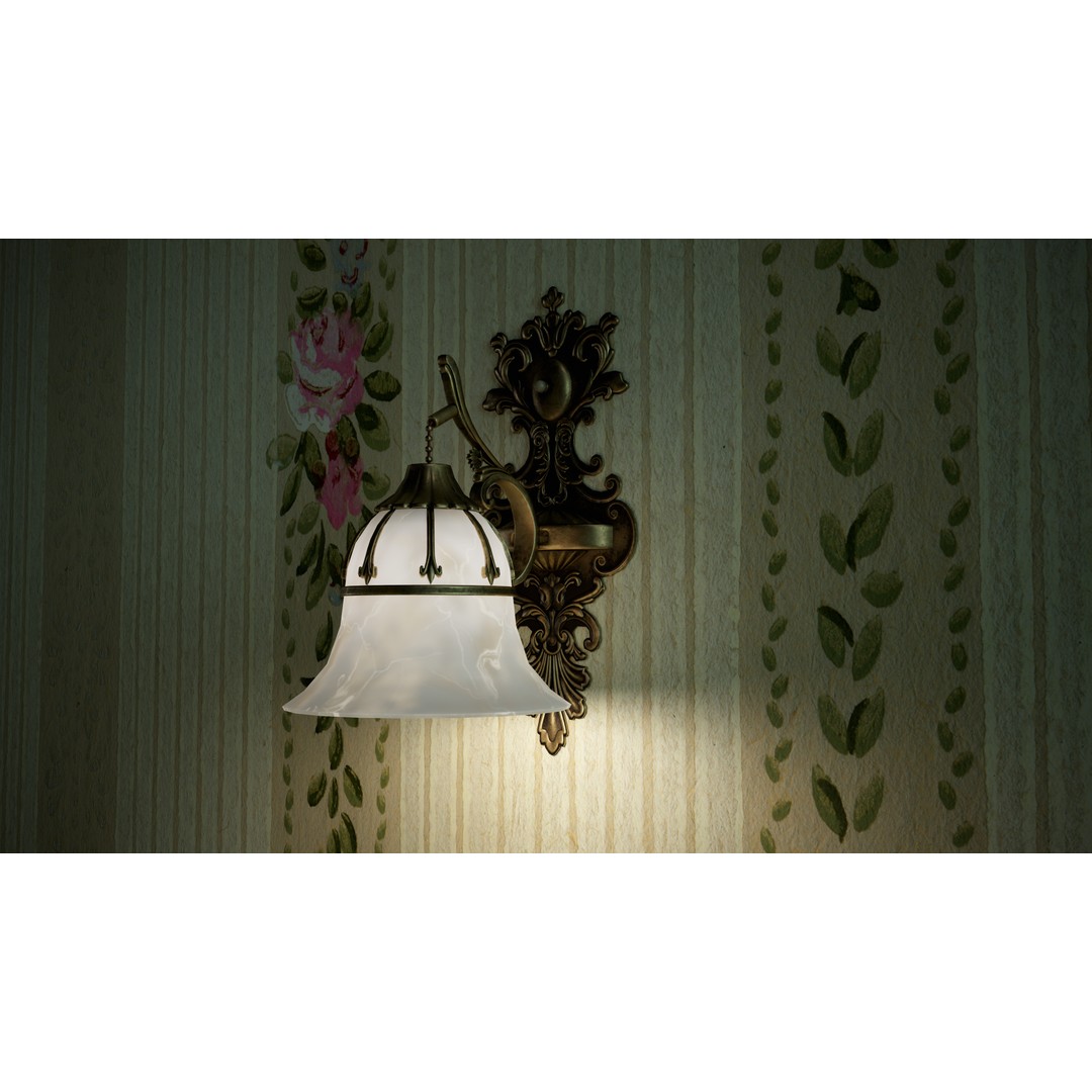 Vintage Wall Lamp 3D Model – Low Poly Game-Ready Asset, FBX, OBJ - View 3