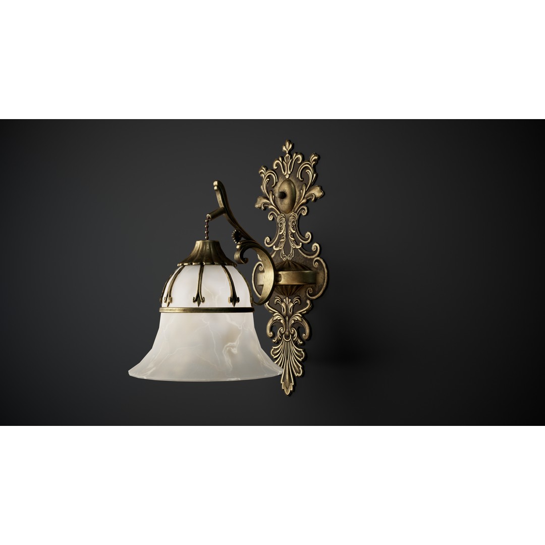 Vintage Wall Lamp 3D Model – Low Poly Game-Ready Asset, FBX, OBJ - View 4