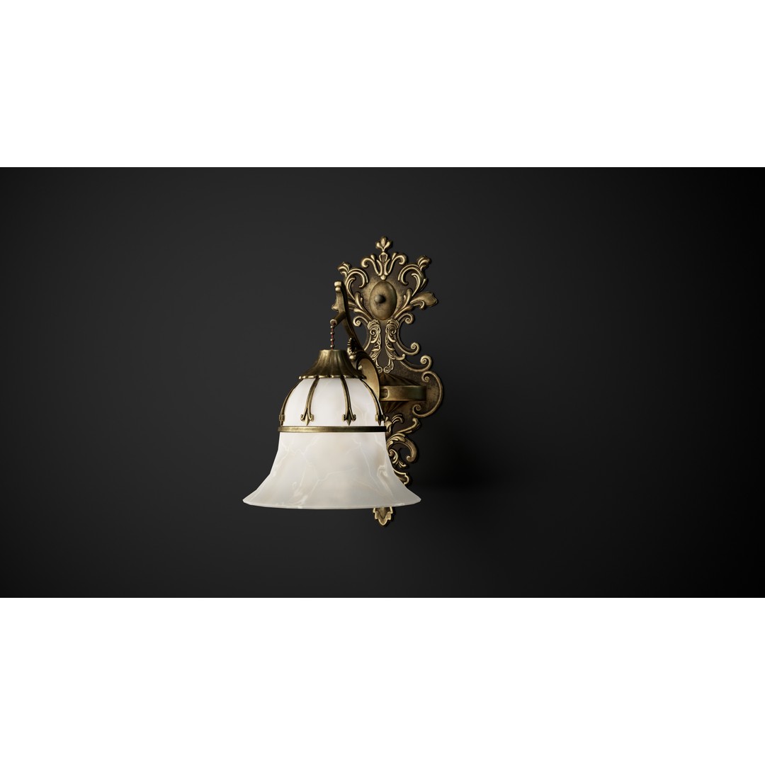 Vintage Wall Lamp 3D Model – Low Poly Game-Ready Asset, FBX, OBJ - View 5