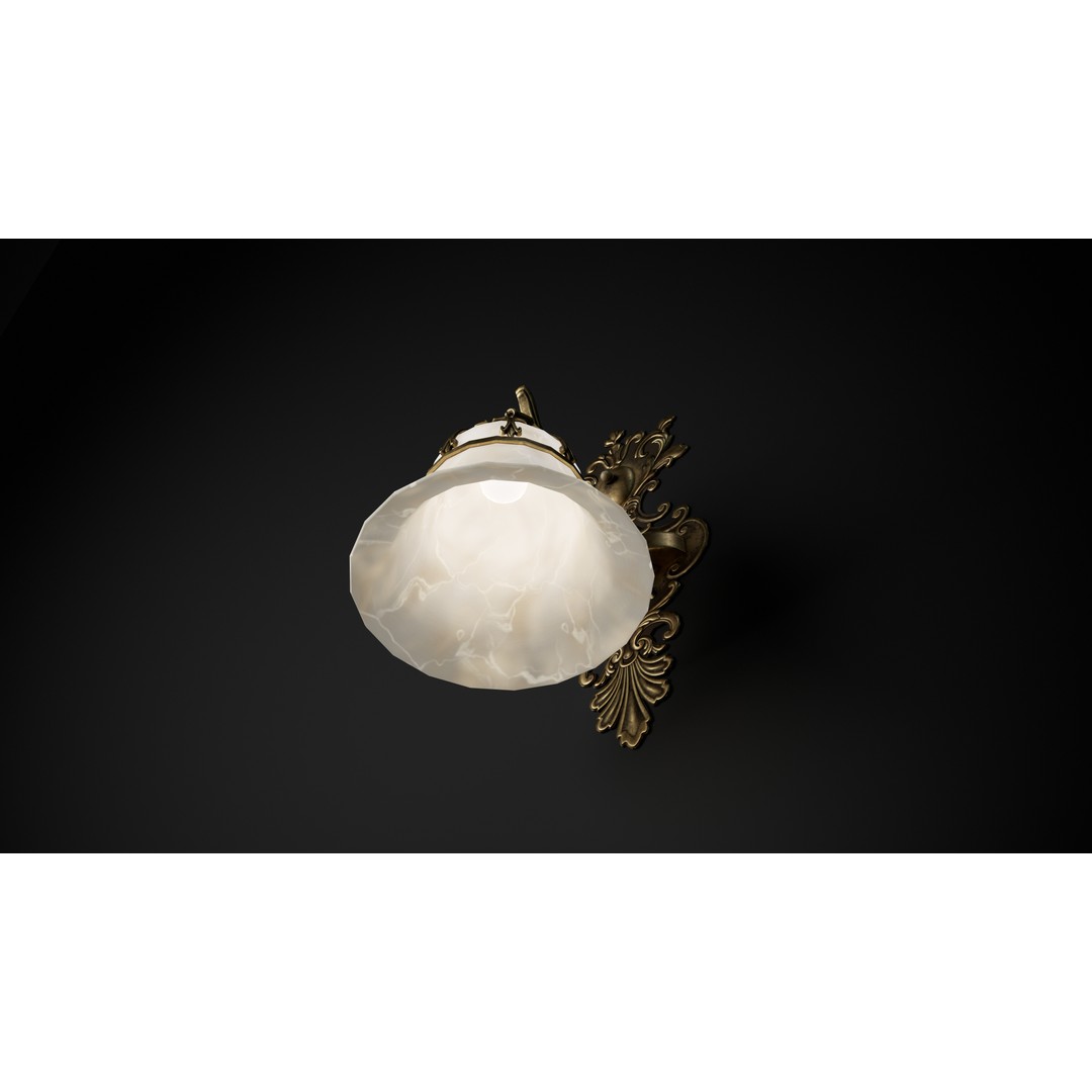 Vintage Wall Lamp 3D Model – Low Poly Game-Ready Asset, FBX, OBJ - View 7