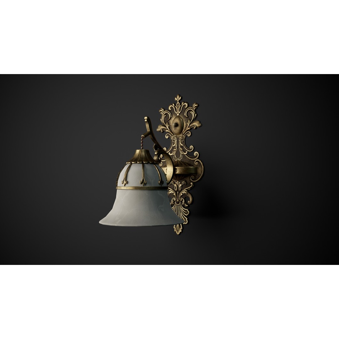 Vintage Wall Lamp 3D Model – Low Poly Game-Ready Asset, FBX, OBJ - View 8