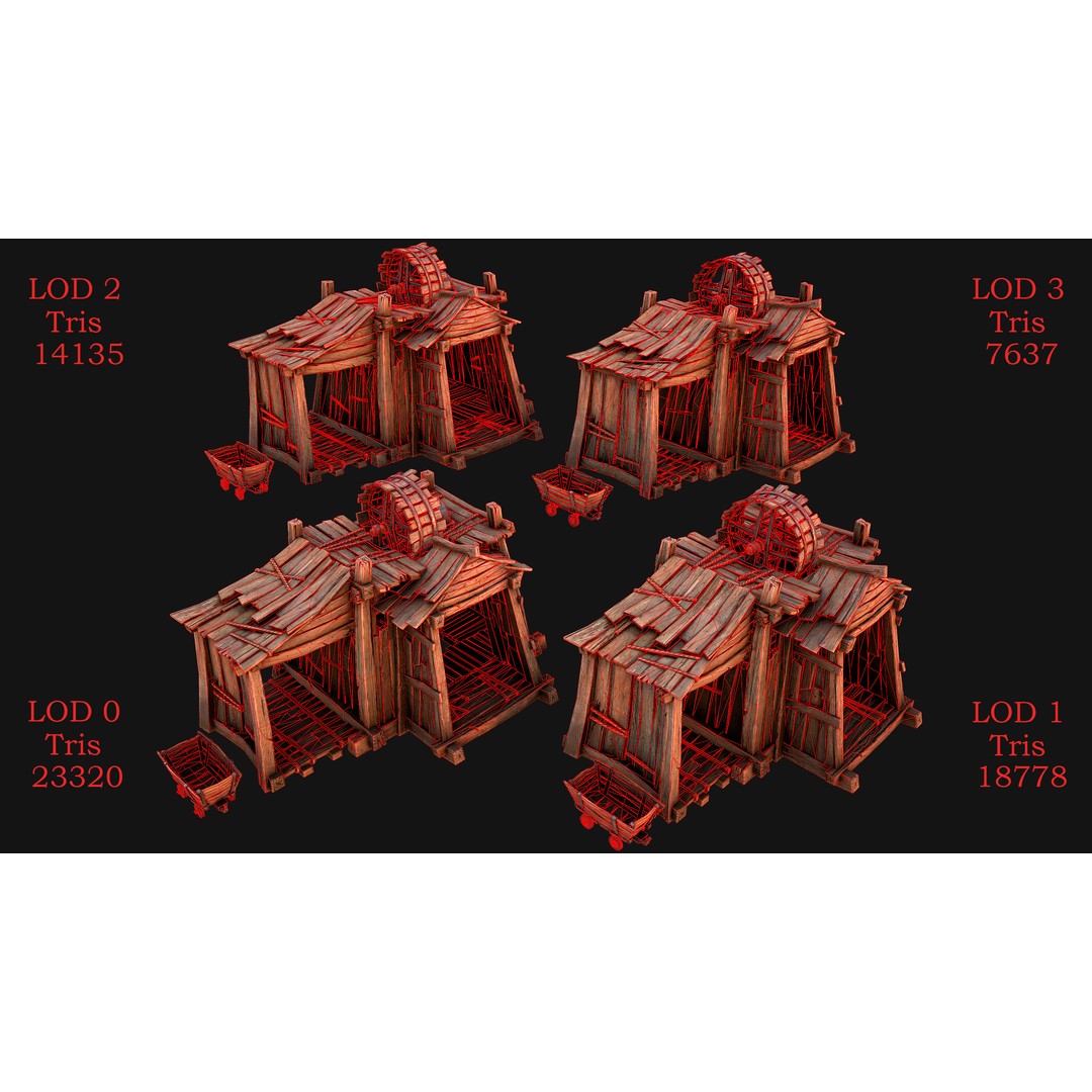 Medieval Mine 3D Model – Low Poly Game Asset, PBR Textures, FBX - View 14