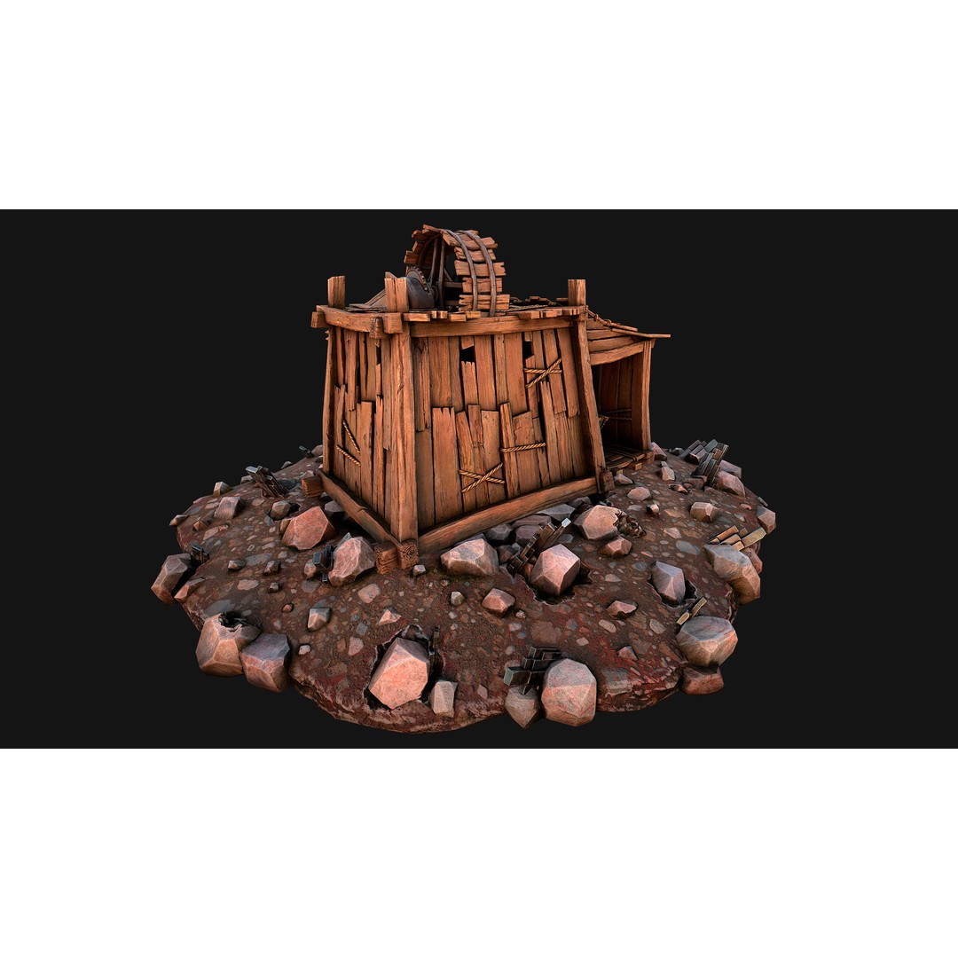 Medieval Mine 3D Model – Low Poly Game Asset, PBR Textures, FBX - View 17