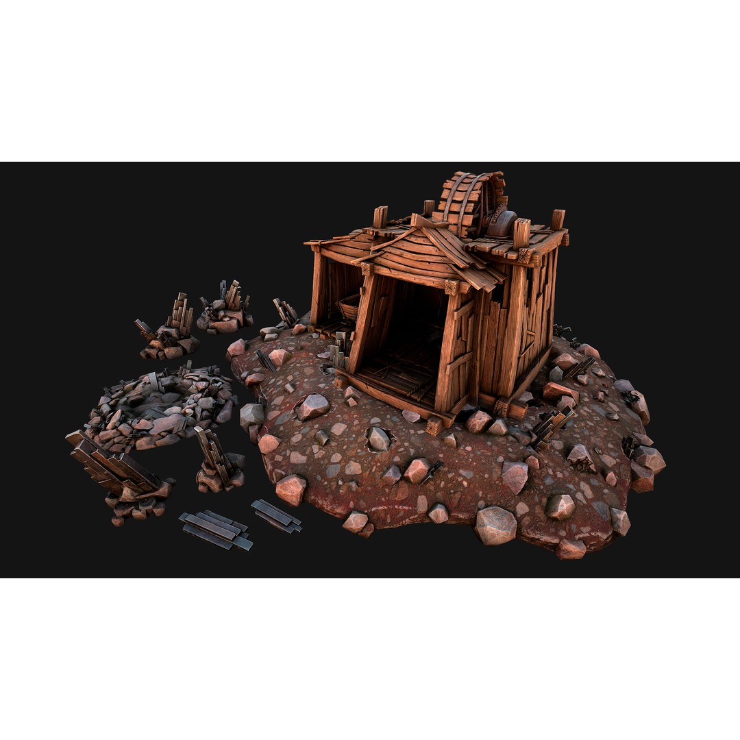 Medieval Mine 3D Model – Low Poly Game Asset, PBR Textures, FBX - View 19