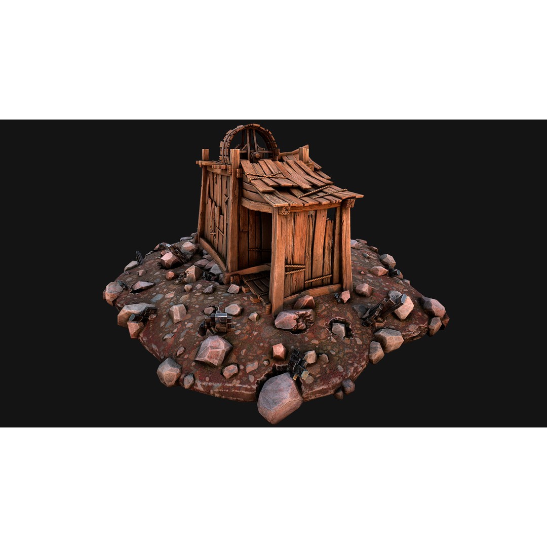 Medieval Mine 3D Model – Low Poly Game Asset, PBR Textures, FBX - View 22