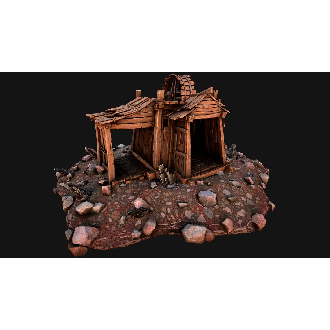 Medieval Mine 3D Model – Low Poly Game Asset, PBR Textures, FBX - View 25