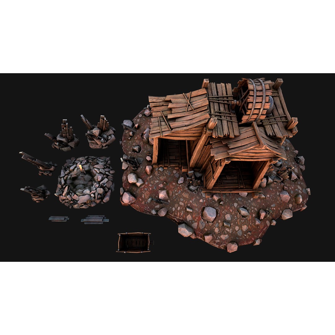 Medieval Mine 3D Model – Low Poly Game Asset, PBR Textures, FBX - View 28
