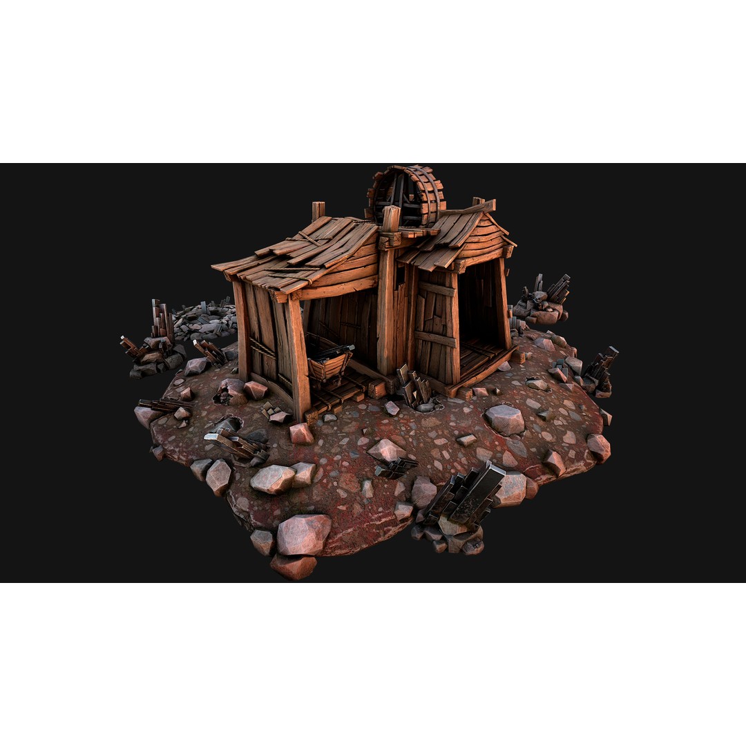 Medieval Mine 3D Model – Low Poly Game Asset, PBR Textures, FBX - View 3