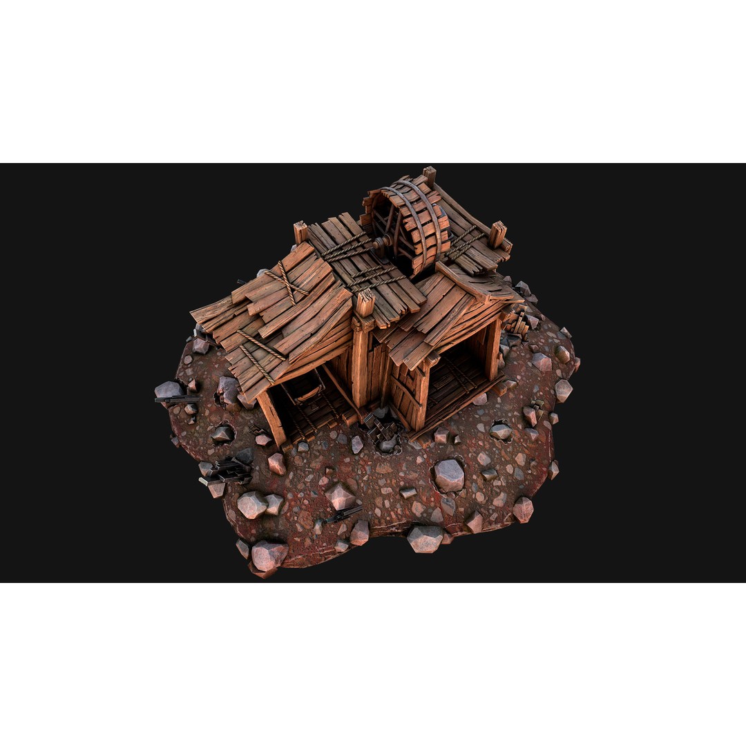 Medieval Mine 3D Model – Low Poly Game Asset, PBR Textures, FBX - View 32