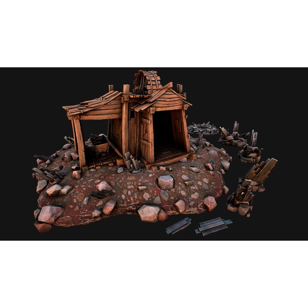 Medieval Mine 3D Model – Low Poly Game Asset, PBR Textures, FBX - View 34