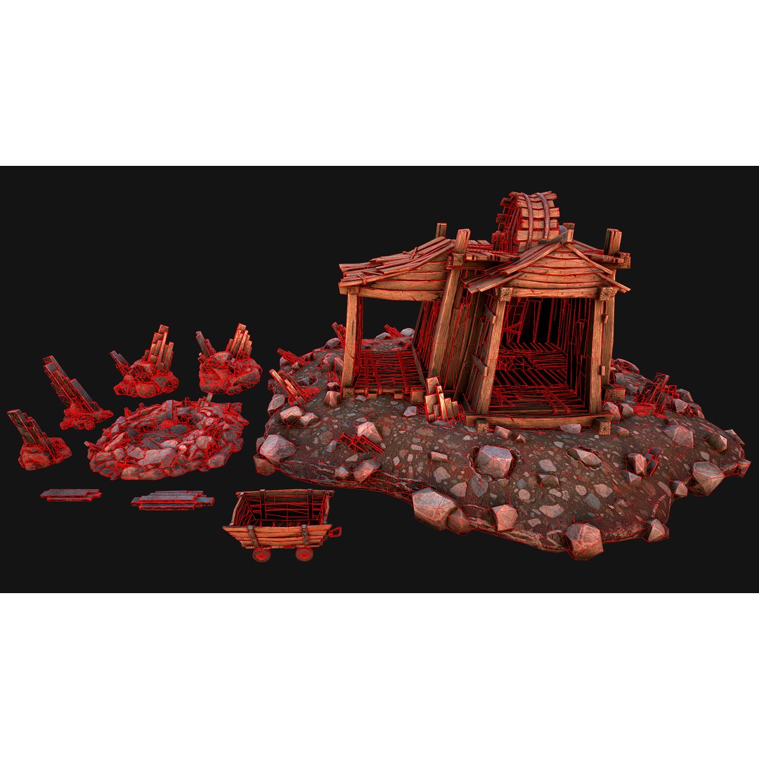 Medieval Mine 3D Model – Low Poly Game Asset, PBR Textures, FBX - View 5