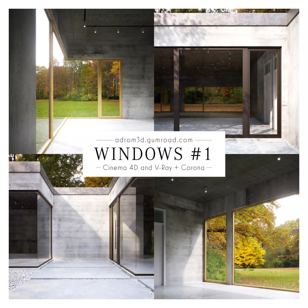 Modern Window Set 3D Model – PBR Textures for Cinema 4D - View 2