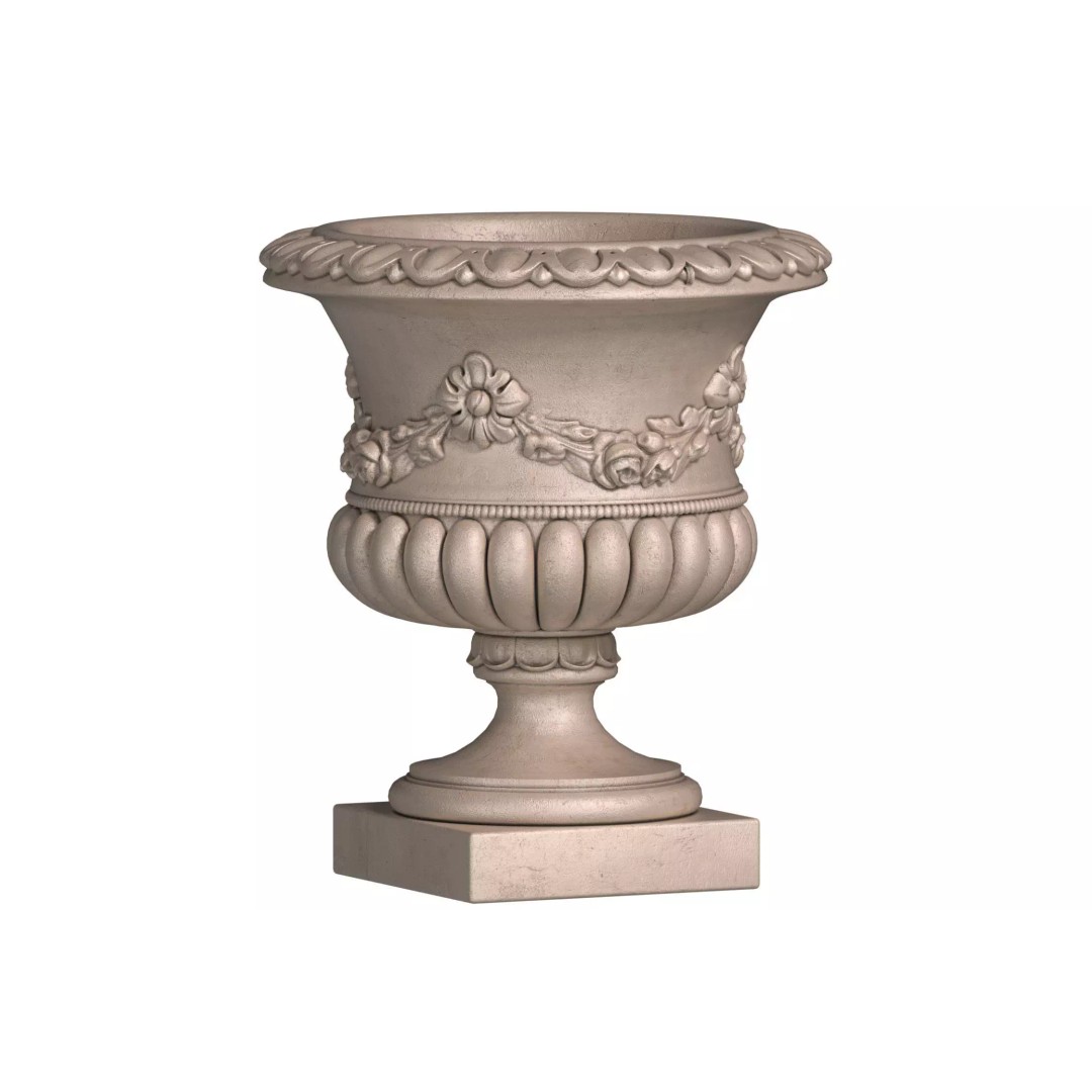 Classic Vase 3D Model – Baroque Style Garden Decoration, FBX - View 2