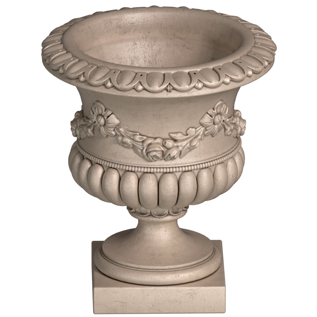 Classic Vase 3D Model – Baroque Style Garden Decoration, FBX - View 3