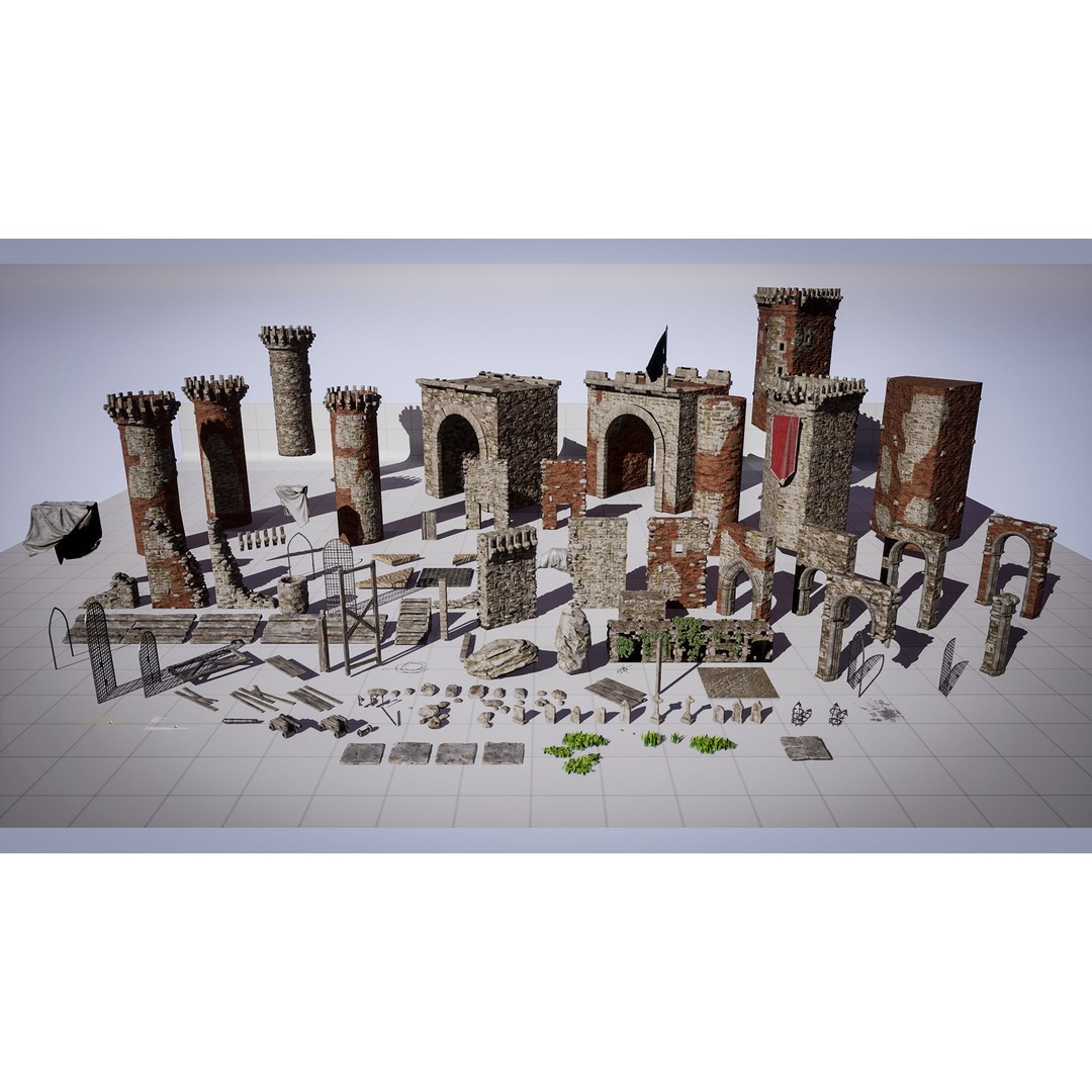 Fantasy Medieval Castle 3D Model – Low Poly Game Asset, PBR Textures - View 10