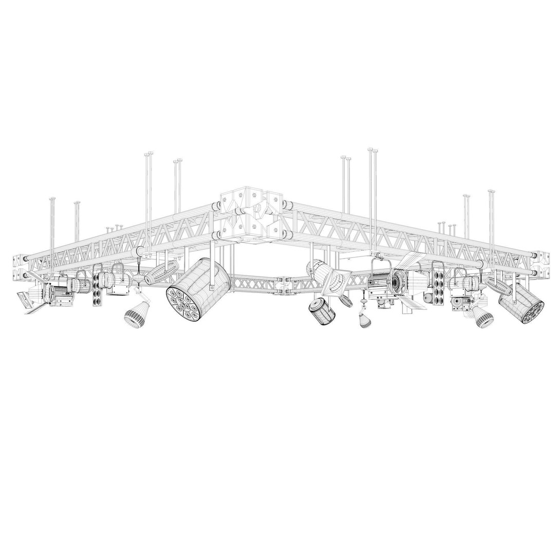 Light Truss 3D Model – Industrial Stage Rig, FBX, Blender, 3DSMAX - View 11